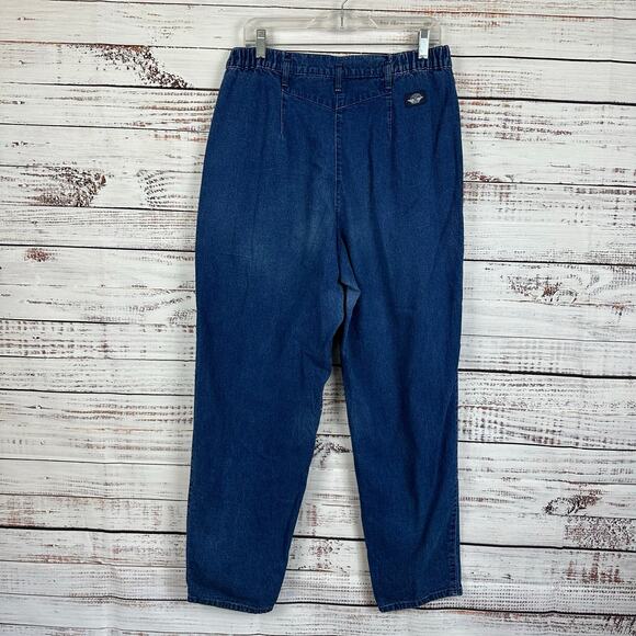 Womens VTG 80s Dockers High Waist Pleated Tapered Leg Dark Wash Jeans Stretch 14 - Picture 2 of 8